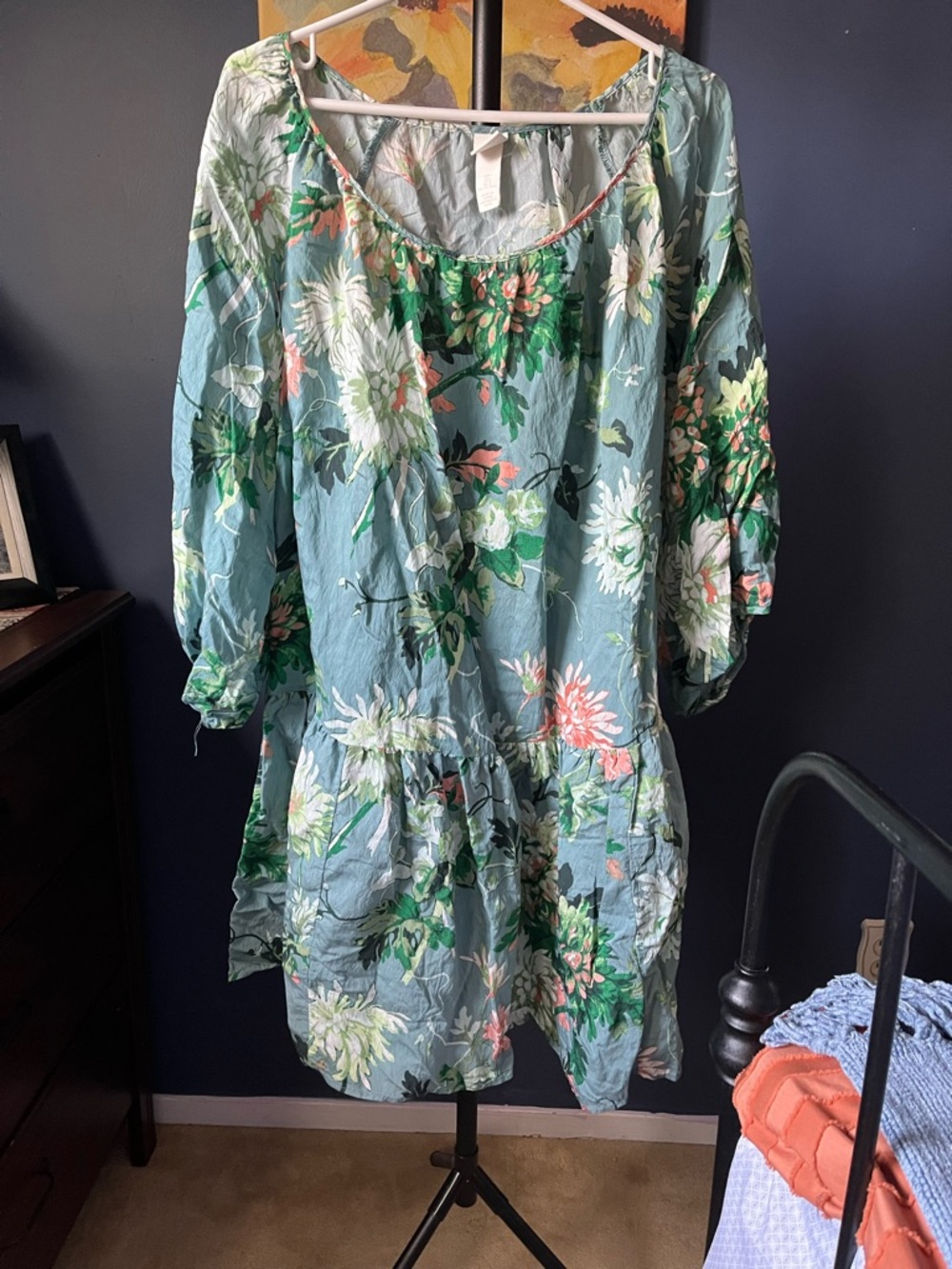 H&M Green and Light Blue Floral Sundress